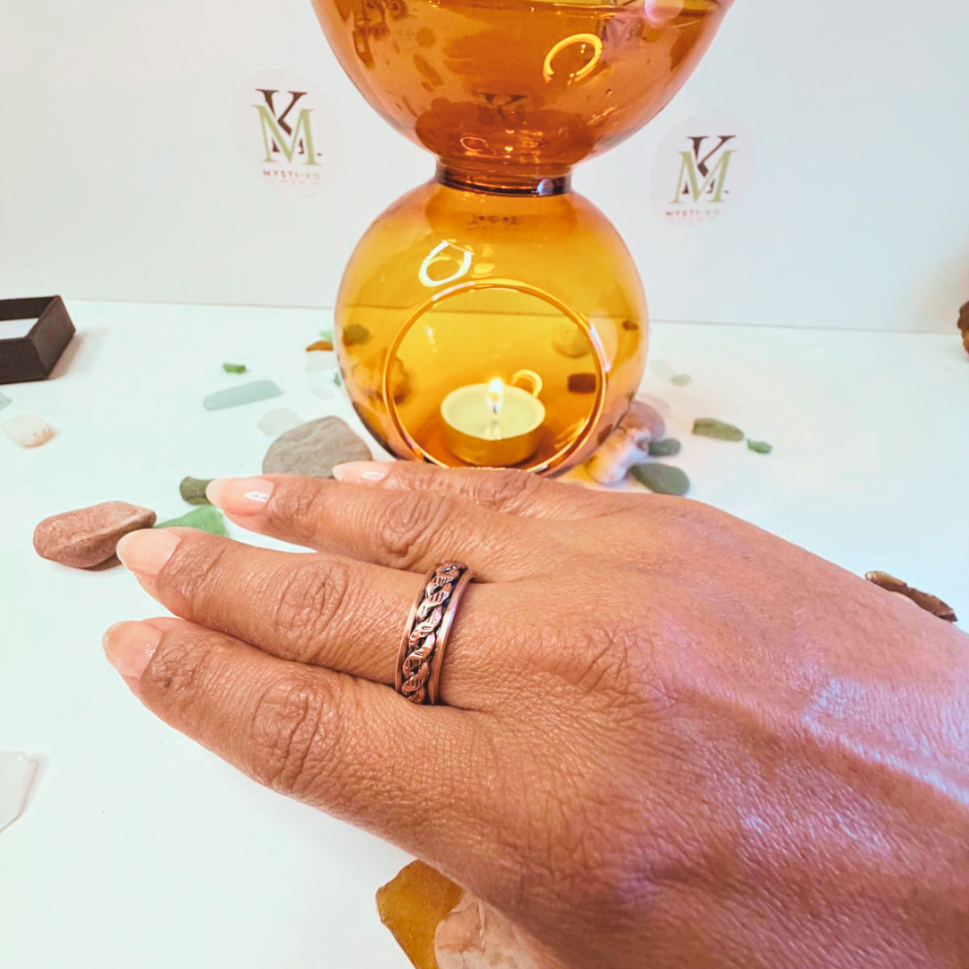 Anillo de Cobre con Imanes de Neodimio – Diseño trenzado y presencia sólida
