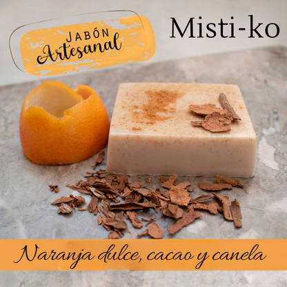 Jabòn natural de naranja dulce, canela y cacao - Místi-ko