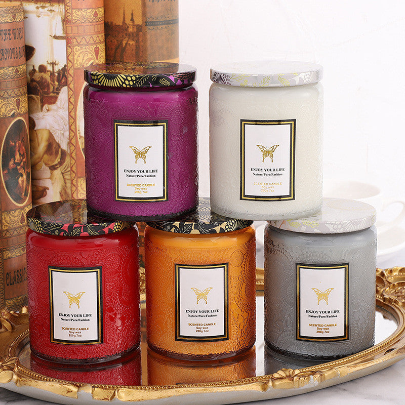 Embossed Glass Fragrance Aromatherapy Candles