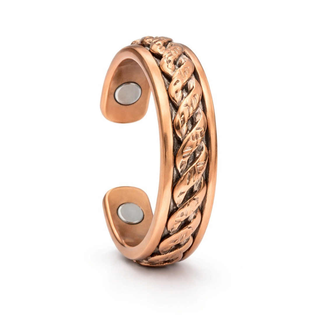 Anillo de Cobre con Imanes de Neodimio – Diseño trenzado y presencia sólida