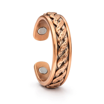 Anillo de Cobre con Imanes de Neodimio – Diseño trenzado y presencia sólida