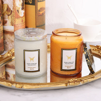 Embossed Glass Fragrance Aromatherapy Candles