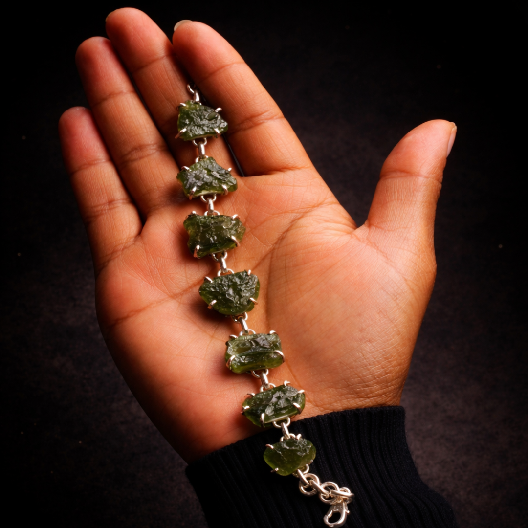 Pulsera de Moldavita (7 piedras) – Transformación, energía y conexión interior