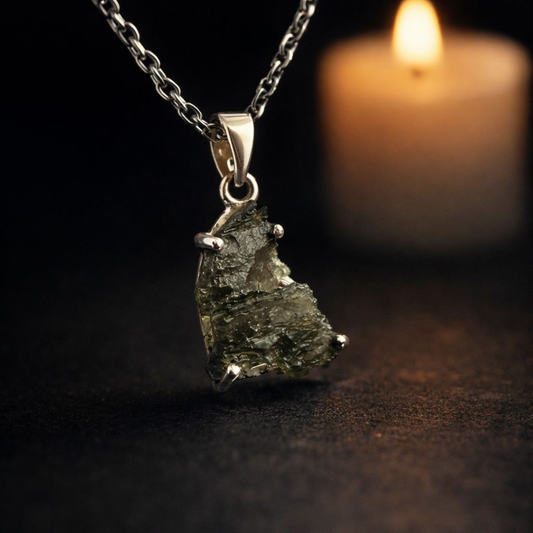 Colgante de Moldavita Natural – Origen único, presencia y transformación