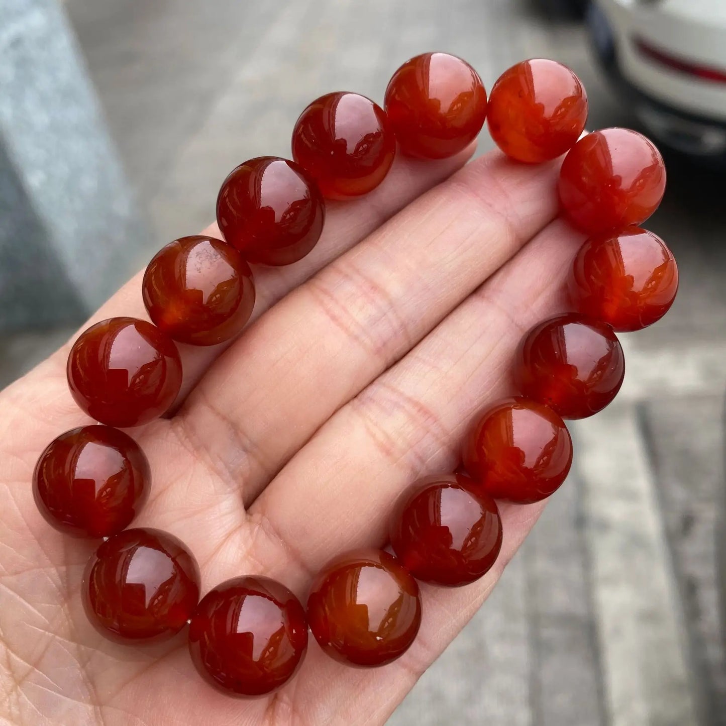 Pulsera de Piedra de Ónix y Ágata Roja