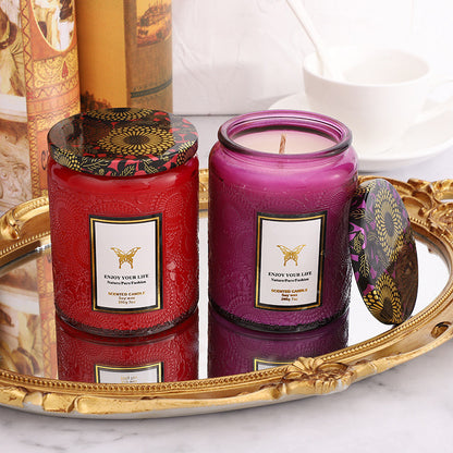 Embossed Glass Fragrance Aromatherapy Candles